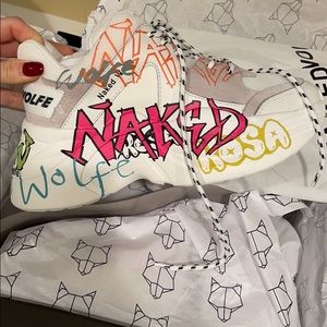 Naked Wolfe Women’s Track White Graffiti Sneaker